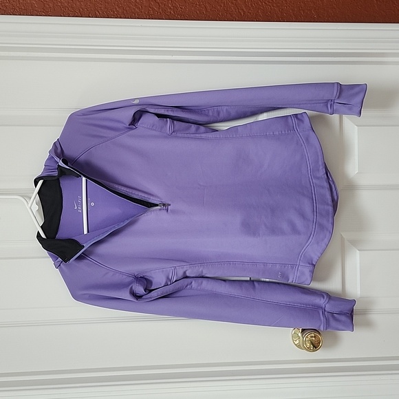 Lilac Nike Dri-fit running jacket, quarter zip with hood, Small - Picture 1 of 10